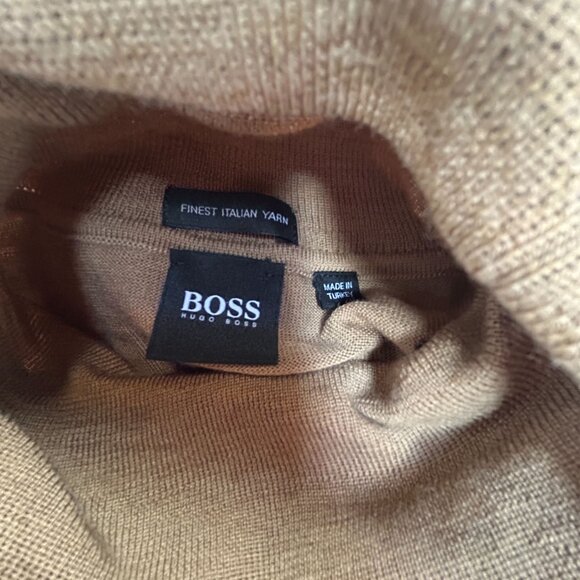 Boss Hugo Boss Mens Camel Italian Yarn Wool Turtleneck Sweater XXL Pullover - Picture 3 of 9